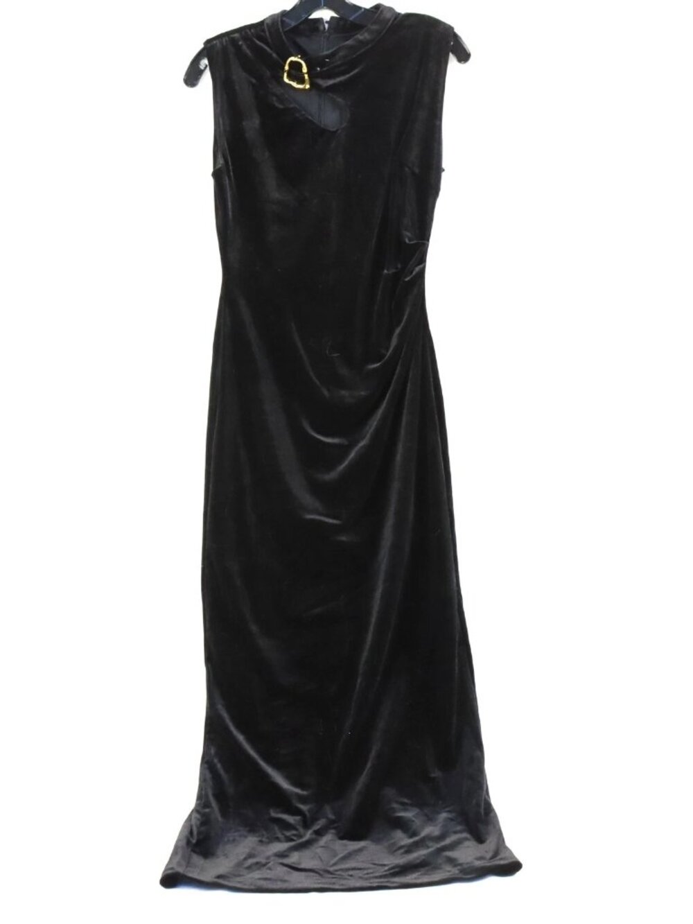 Queenia Velvet Gold Buckle Slit Fitted Gown Sexy Feminine Night Out Evening Prom
